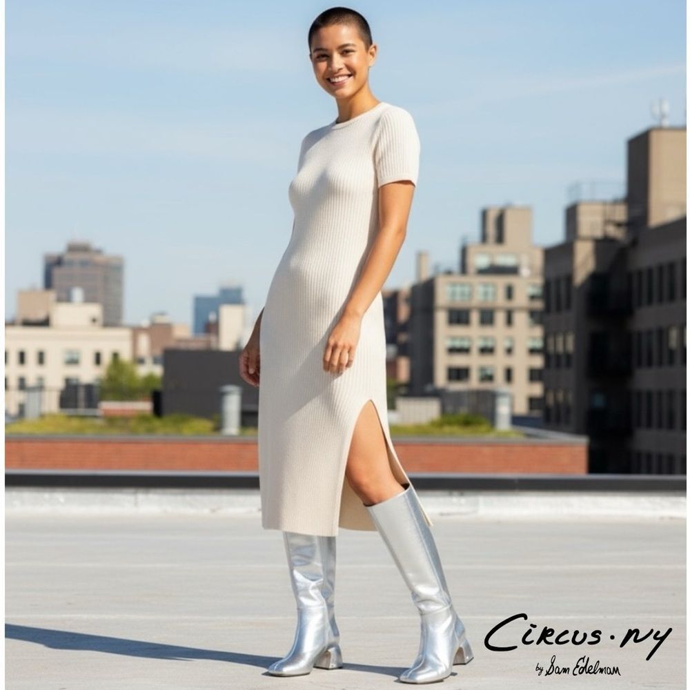 Circusโby Sam Edelman OAKLYN Metallic Soft Silver Knee High Heeled Boots